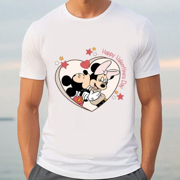 Valentines Womens Shirts, Disney Mickey Minnie Kissing Happy Valentines Day Shirt