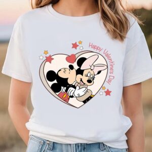 Valentines Womens Shirts Disney Mickey Minnie Kissing Happy Valentines Day Shirt 3