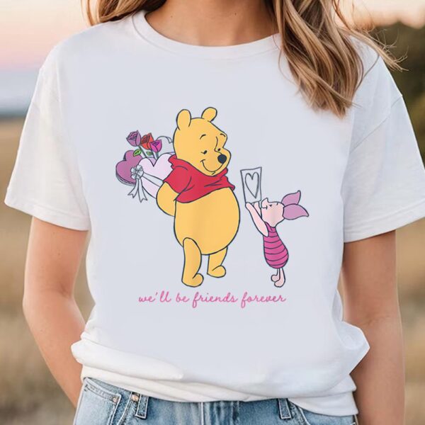 Valentines Womens Shirts, Disney Winnie The Pooh Valentine’s Day Friends Forever T-Shirt