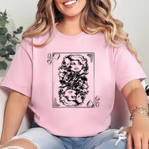 Valentines Womens Shirts Dolly Parton Queen Of Hearts Playing Card T Shirt 2