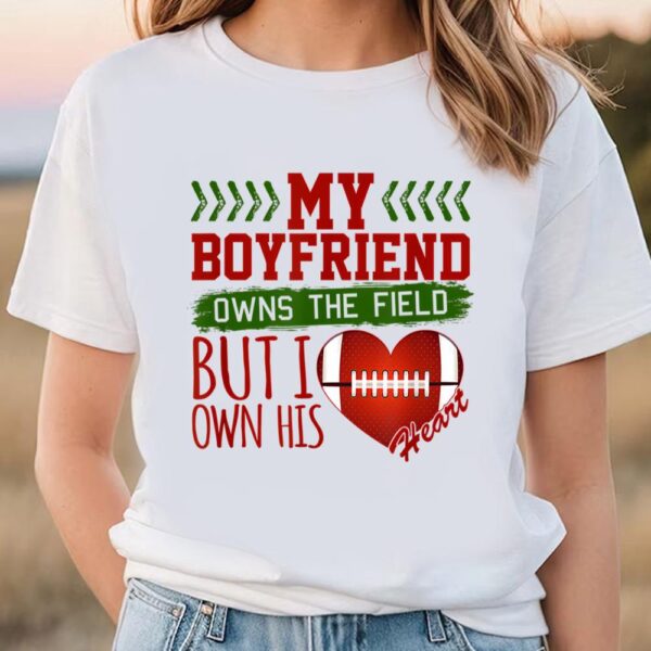 Valentines Womens Shirts, Football Girlfriend Valentine’s Day T-Shirt