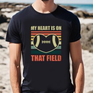 Valentines Womens Shirts Football Valentines Day Heart Is On The Field Vintage Sport T Shirt 1