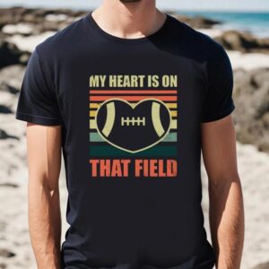 Valentines Womens Shirts Football Valentines Day Heart Is On The Field Vintage Sport T Shirt 2