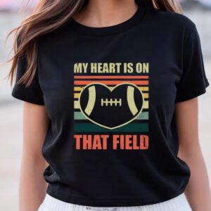 Valentines Womens Shirts Football Valentines Day Heart Is On The Field Vintage Sport T Shirt 3