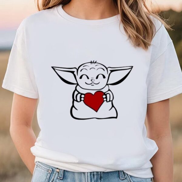 Valentines Womens Shirts, Funny Baby Yoda Hug Heart Will You Be My Valentine Shirt