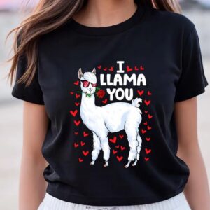 Valentines Womens Shirts Funny Llama Be Your Valentine Cute Llama Valentines Day T Shirt 3