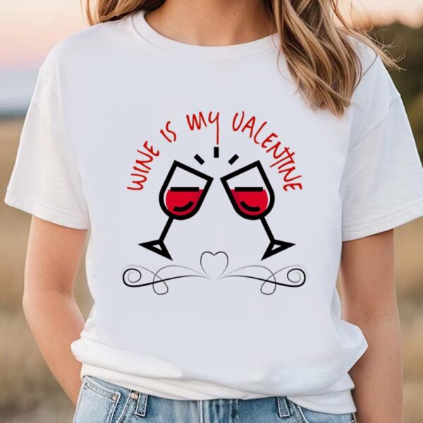 Valentines Womens Shirts, Funny Valentine Shirt Wine Is My Valentine Shirt