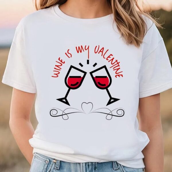 Valentines Womens Shirts, Funny Valentine Shirt Wine Is My Valentine Shirt