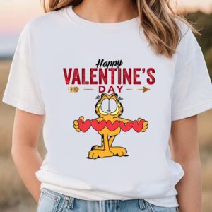 Valentines Womens Shirts Garfield Cartoon Character Happy Valentines T shirt 1