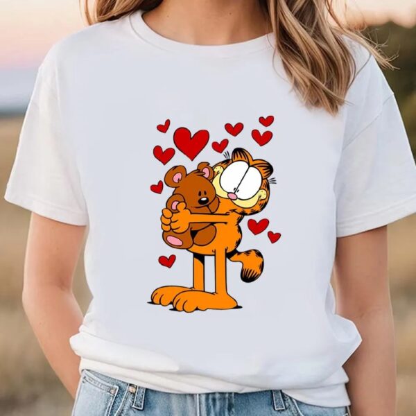 Valentines Womens Shirts, Garfield Hugging Pooky Valentines Day T-Shirt