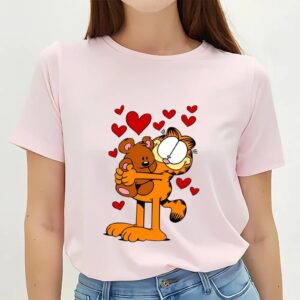 Valentines Womens Shirts Garfield Hugging Pooky Valentines Day T Shirt 3