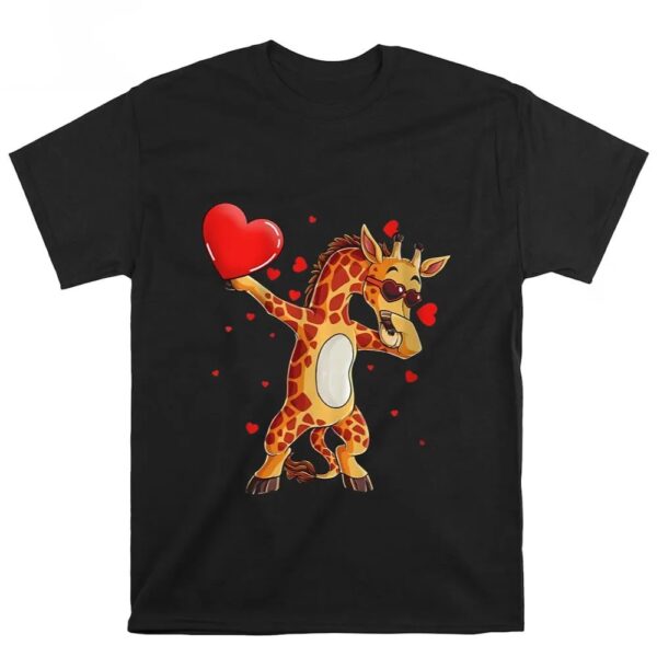 Valentines Womens Shirts, Giraffe Lover Turtle Funny Dab Dance Valentine Day Giraffe Lover T-Shirts