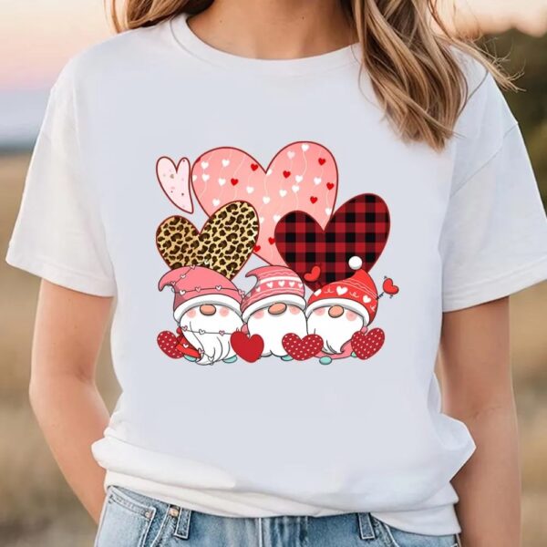 Valentines Womens Shirts, Gnomies Hearts Love Valentines Day Happy Valentines Day T-Shirt