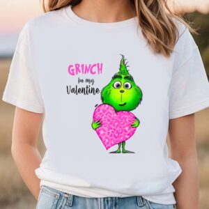 Valentines Womens Shirts Grinch Be My Valentine Pink Heart Shirt 1