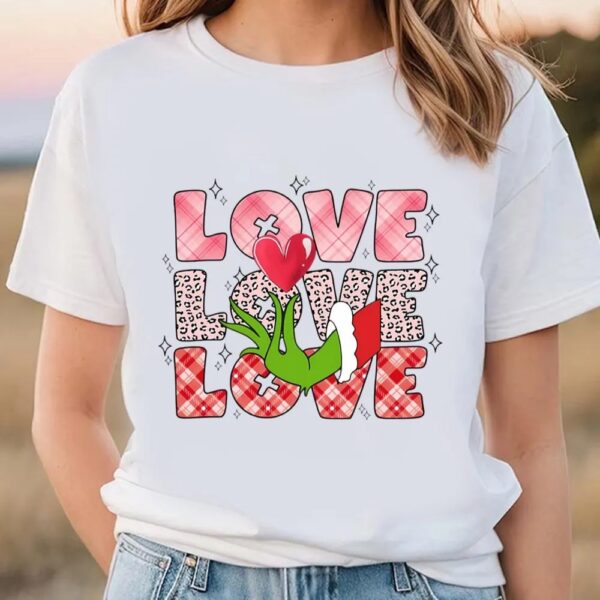 Valentines Womens Shirts, Love Heart Grinch’s Valentine Day Shirt