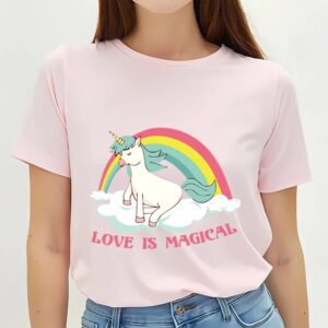 Valentines Womens Shirts Love Is Magical Unicorn Rainbow Magic T shirt 3