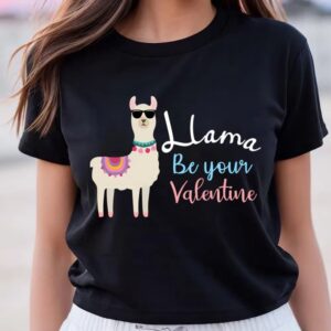 Valentines Womens Shirts Lovely Llama Be Your Valentine T shirt Gift For Lover 3