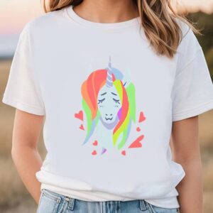 Valentines Womens Shirts Lovely Rainbow Hair Cut Unicorn Hear Valentine T shirt 1