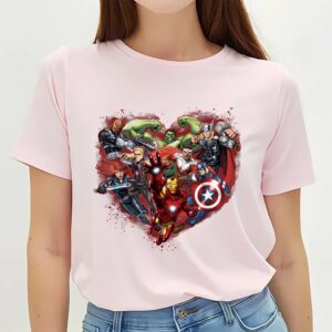 Valentines Womens Shirts Marvel Avengers Heart Group Shot Valentine T Shirt 3