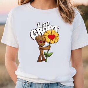 Valentines Womens Shirts Marvel Guardians I Am Groot Daisy Flower Valentines T shirt T shirt 1