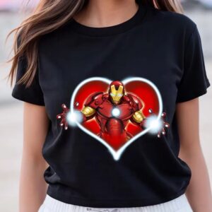 Valentines Womens Shirts Marvel Iron Man Heart Blaster Glow Valentine T Shirt 3