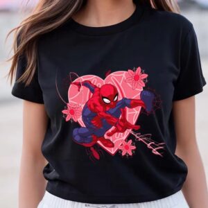 Valentines Womens Shirts Marvel Spiderman Hearts Valentines Day T shirt 3