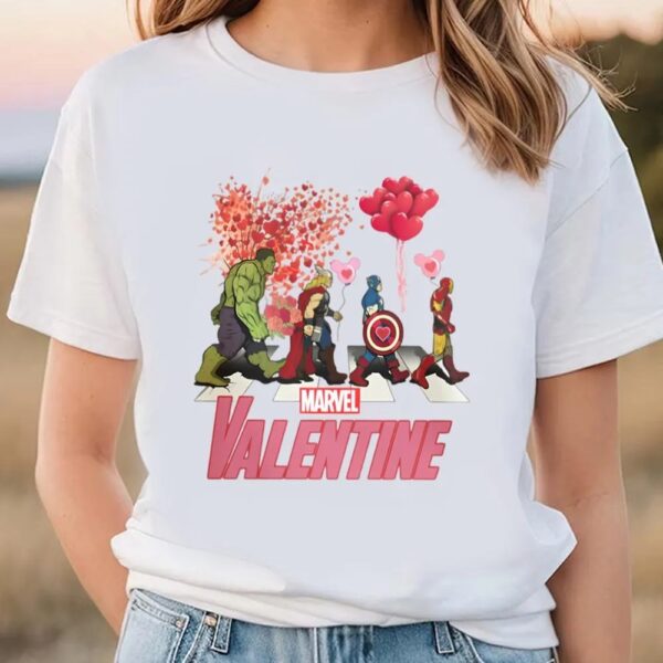 Valentines Womens Shirts, Marvel Valentine Sweatshirt, Avengers Bbey Road Unisex T-shirt