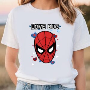 Valentines Womens Shirts Marvel Valentines Day Spiderman Love Bug T Shirt 1