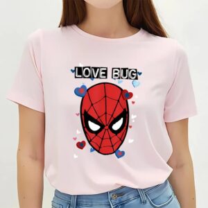 Valentines Womens Shirts Marvel Valentines Day Spiderman Love Bug T Shirt 3