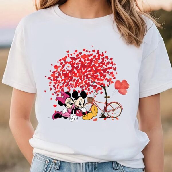 Valentines Womens Shirts, Mickey And Minnie Disney Tree Love Valentine Shirt