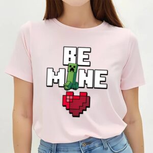 Valentines Womens Shirts Minecraft Valentines Day Creeper Be Mine Heart T Shirt 3