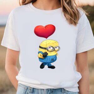 Valentines Womens Shirts Minion With Heart Bubbles Valentines Day T shirt 1