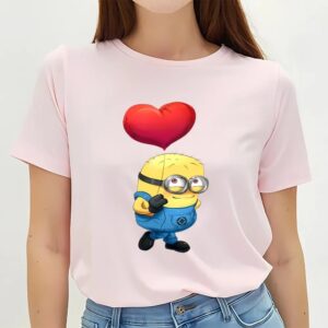 Valentines Womens Shirts Minion With Heart Bubbles Valentines Day T shirt 3