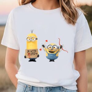 Valentines Womens Shirts Minions Im With Cupid Happy Valentines Day Shirt 1