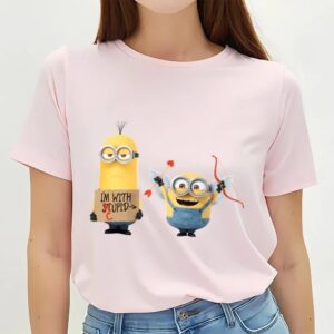 Valentines Womens Shirts Minions Im With Cupid Happy Valentines Day Shirt 3