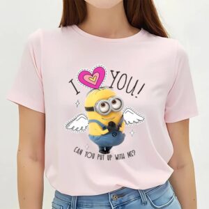 Valentines Womens Shirts Minions Valentines Day Dave I Love You Angel Wings T Shirt 3