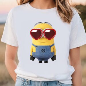 Valentines Womens Shirts Minions Valentines Day Heart Shaped Glasses T Shirt 1