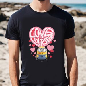 Valentines Womens Shirts Minions Valentines Day Love Yourself Heart Collage T Shirt 1