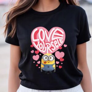 Valentines Womens Shirts Minions Valentines Day Love Yourself Heart Collage T Shirt 3