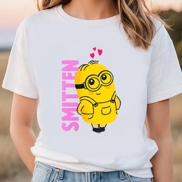 Valentines Womens Shirts, Minions Valentine’s Day Smitten V-Neck T-Shirt