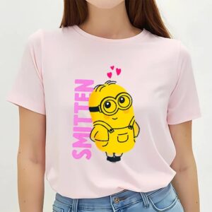 Valentines Womens Shirts Minions Valentines Day Smitten V Neck T Shirt 3