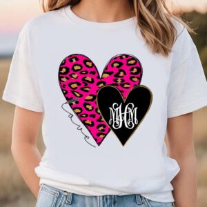 Valentines Womens Shirts Monogrammed Pink Leopard And Black Hearts Valentine Shirt 3