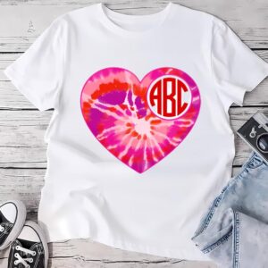 Valentines Womens Shirts Monogrammed Tie Dye Heart Valentine T Shirt 1