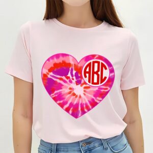 Valentines Womens Shirts Monogrammed Tie Dye Heart Valentine T Shirt 2