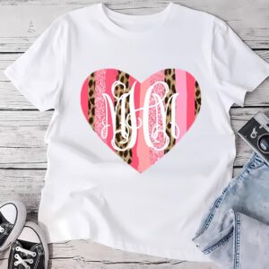 Valentines Womens Shirts Monogrammed Valentines Day Leopard Brush Strokes Heart Shirt 1