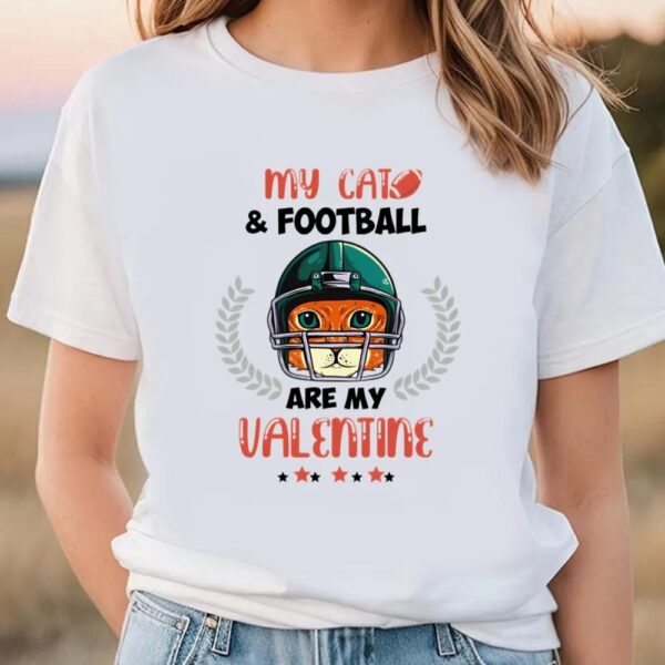 Valentines Womens Shirts, My Cat Football Valentine T-shirt