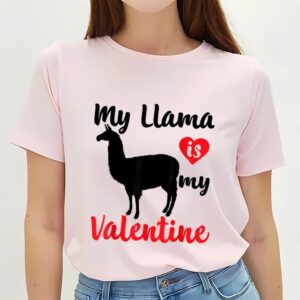 Valentines Womens Shirts My Llama Is My Valentine Heart T shirt 3