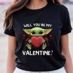 Valentines Womens Shirts Nice Baby Yoda Hug Heart Will You Be My Valentine Shirt 3