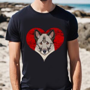 Valentines Womens Shirts Norwegian Elkhound Heart Valentine Day Dog T Shirt 1