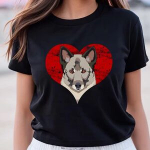 Valentines Womens Shirts Norwegian Elkhound Heart Valentine Day Dog T Shirt 3